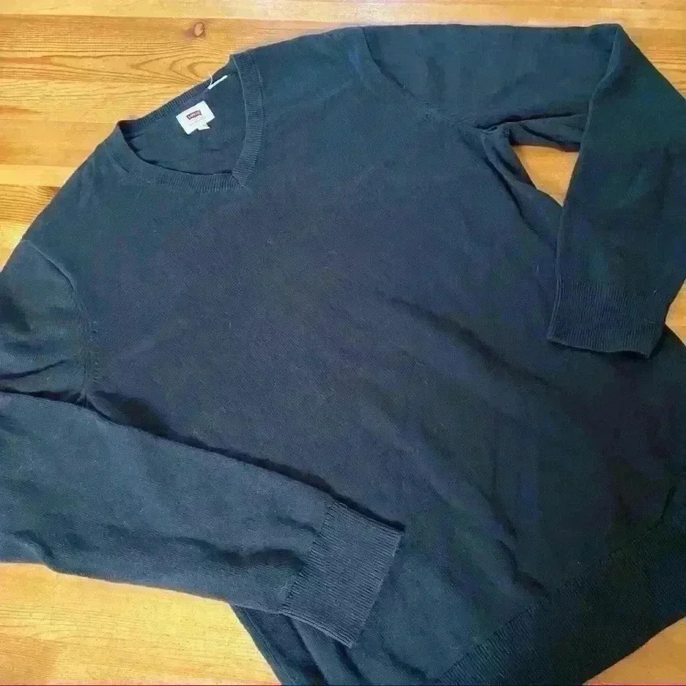 Levi’s V-Neck Sweater Cotton Mens L Black